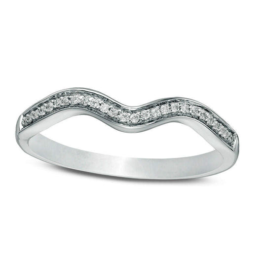 0.07 CT. T.W. Natural Diamond Contour Wedding Band in Solid 10K White Gold