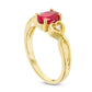 Oval Lab-Created Ruby and Diamond Accent Heart Sides Promise Ring in Solid 10K Yellow Gold