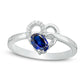 Oval Lab-Created Blue Sapphire and Diamond Accent Heart Promise Ring in Sterling Silver