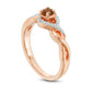 Smoky Quartz and 0.07 CT. T.W. Natural Diamond Frame Promise Ring in Solid 10K Rose Gold