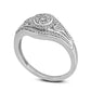 0.20 CT. T.W. Composite Natural Diamond Frame Heart Sides Ring in Solid 10K White Gold