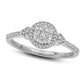 0.25 CT. T.W. Composite Natural Diamond Frame Tri-Sides Promise Ring in Solid 10K White Gold