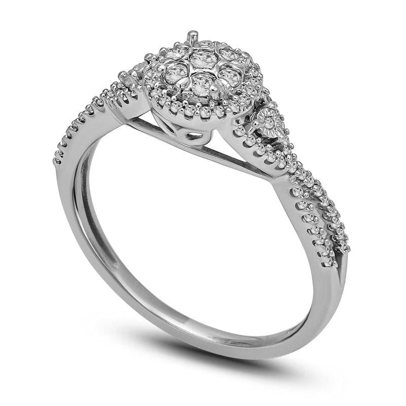 0.25 CT. T.W. Composite Natural Diamond Frame Twist Promise Ring in Solid 10K White Gold