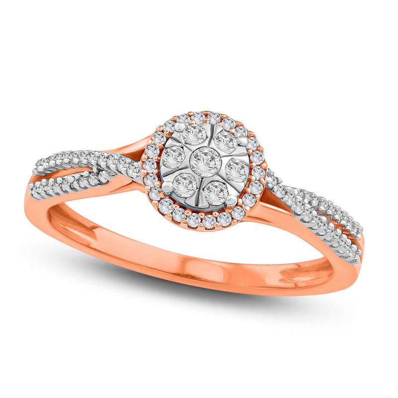 0.20 CT. T.W. Composite Natural Diamond Twist Promise Ring in Solid 10K Rose Gold