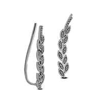 0.1 CT. T.W. Diamond Leaf Vine Crawler Earrings in Sterling Silver