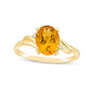 Oval Citrine and Natural Diamond Accent Bypass Swirl Shank Ring in Solid 10K Yellow Gold
