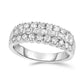 1.0 CT. T.W. Baguette and Round Natural Diamond Multi-Row Band in Solid 14K White Gold