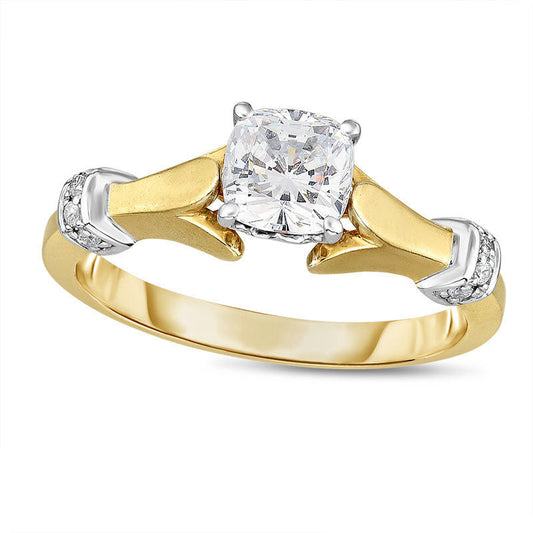 0.75 CT. T.W. Cushion-Cut Natural Diamond Collar Engagement Ring in Solid 14K Two-Tone Gold