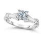 0.75 CT. T.W. Princess-Cut Natural Diamond Collar Engagement Ring in Solid 14K White Gold