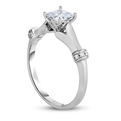 0.75 CT. T.W. Princess-Cut Natural Diamond Collar Engagement Ring in Solid 14K White Gold