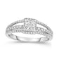 0.50 CT. T.W. Composite Natural Diamond Square Split Shank Engagement Ring in Solid 14K White Gold