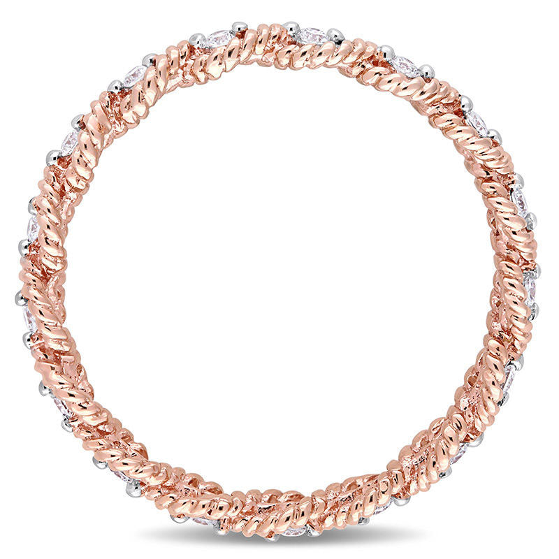 0.17 CT. T.W. Natural Diamond Twist Rope Eternity Wedding Band in Solid 10K Rose Gold