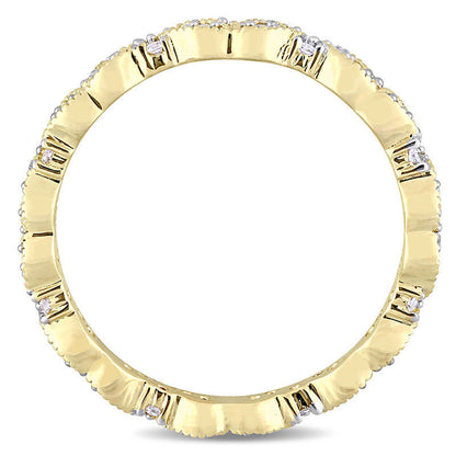 0.25 CT. T.W. Natural Diamond Alternating Antique Vintage-Style Eternity Wedding Band in Solid 14K Gold