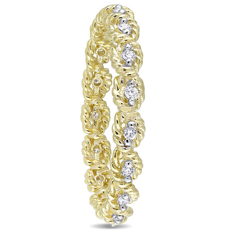 0.17 CT. T.W. Natural Diamond Twist Rope Eternity Wedding Band in Solid 10K Yellow Gold