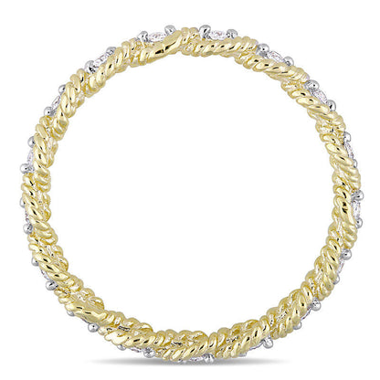 0.17 CT. T.W. Natural Diamond Twist Rope Eternity Wedding Band in Solid 10K Yellow Gold