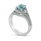 Oval Aquamarine and 0.50 CT. T.W. Natural Diamond Frame Bridal Engagement Ring Set in Solid 14K White Gold