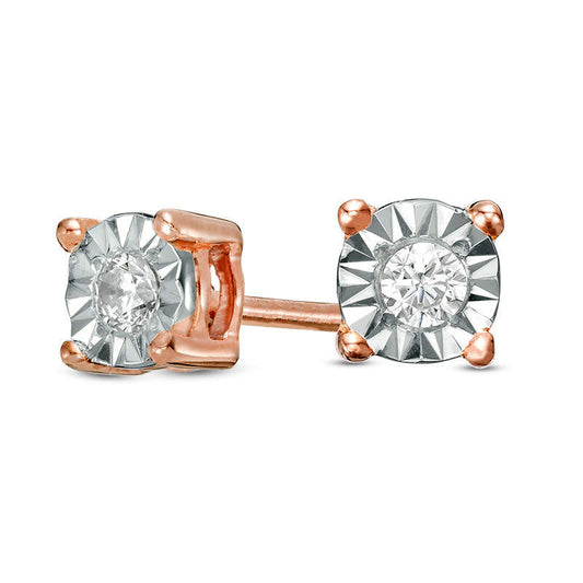 0.17 CT. T.W. Diamond Solitaire Stud Earrings in 10K Rose Gold