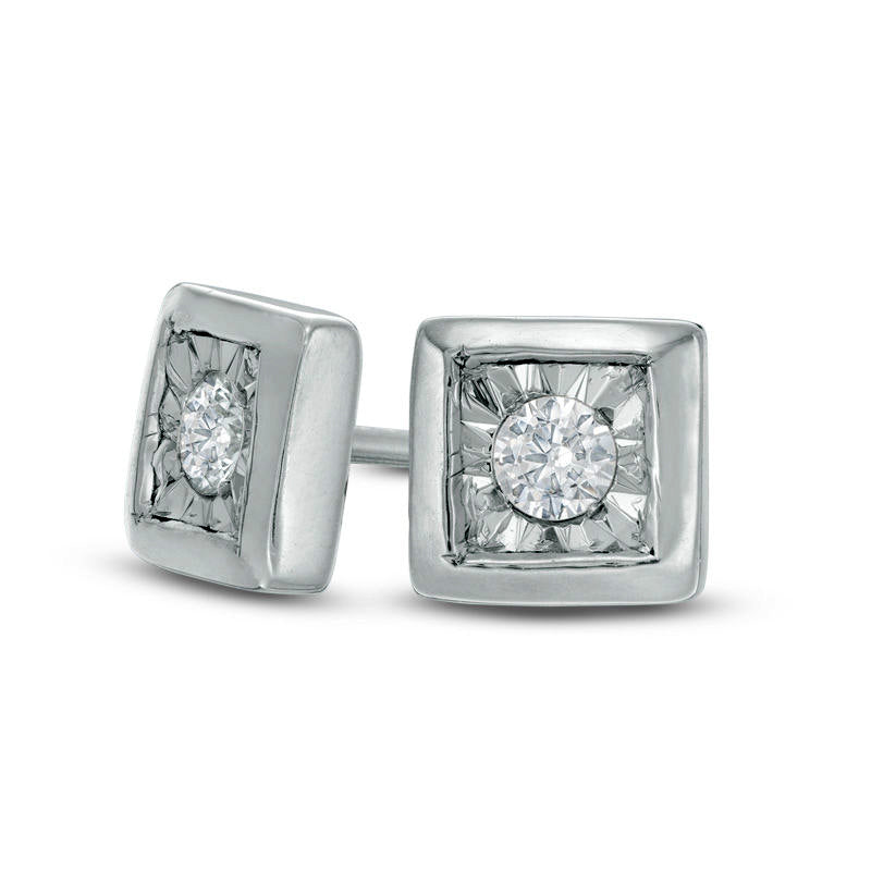 0.25 CT. T.W. Diamond Solitaire Square Stud Earrings in 10K White Gold