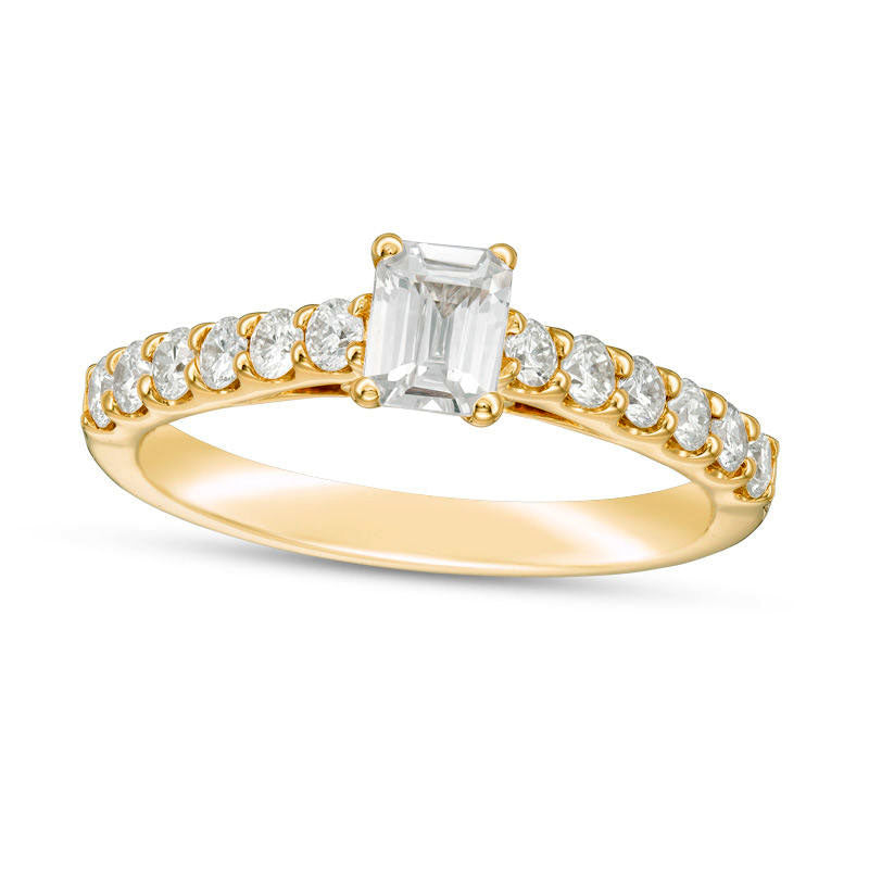 1.0 CT. T.W. Certified Emerald-Cut Natural Diamond Engagement Ring in Solid 14K Gold (I/I1)