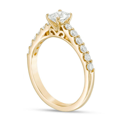 1.0 CT. T.W. Certified Emerald-Cut Natural Diamond Engagement Ring in Solid 14K Gold (I/I1)