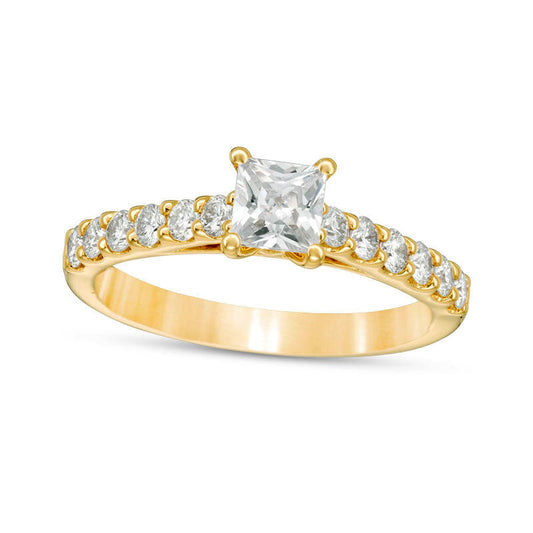 1.0 CT. T.W. Certified Princess-Cut Natural Diamond Engagement Ring in Solid 14K Gold (I/I1)