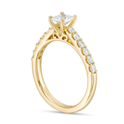 1.0 CT. T.W. Certified Princess-Cut Natural Diamond Engagement Ring in Solid 14K Gold (I/I1)