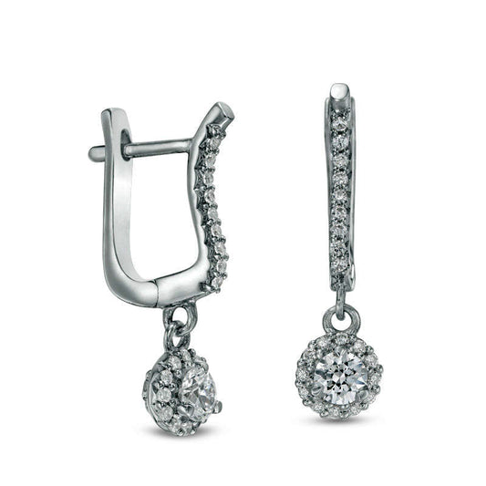 0.5 CT. T.W. Diamond Frame Drop Earrings in 10K White Gold