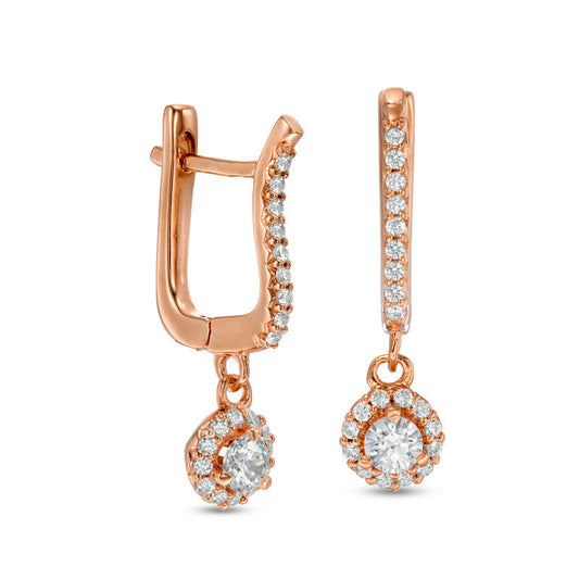 0.5 CT. T.W. Diamond Frame Drop Earrings in 10K Rose Gold