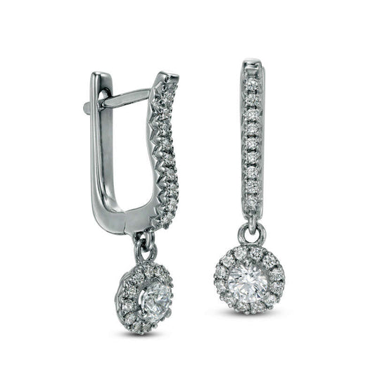 0.5 CT. T.W. Diamond Frame Drop Earrings in 10K White Gold