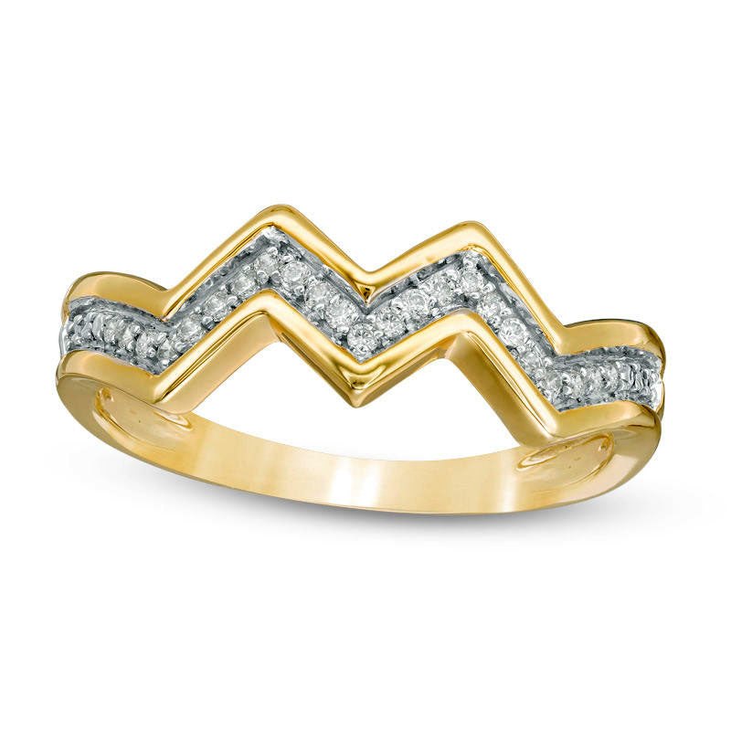 0.13 CT. T.W. Natural Diamond Zig-Zag Band in Solid 10K Yellow Gold