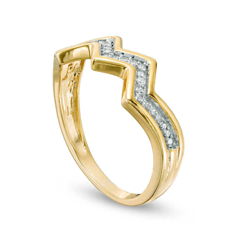 0.13 CT. T.W. Natural Diamond Zig-Zag Band in Solid 10K Yellow Gold