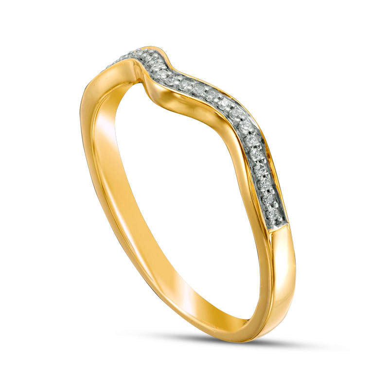 0.07 CT. T.W. Natural Diamond Contour Wedding Band in Solid 10K Yellow Gold