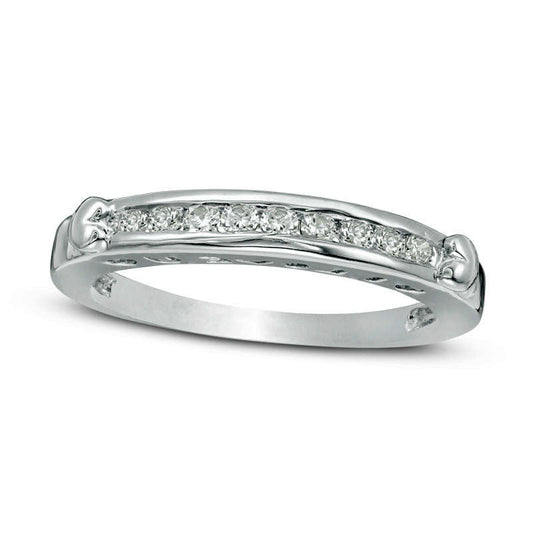 0.20 CT. T.W. Natural Diamond Nine Stone Collar Anniversary Band in Solid 10K White Gold