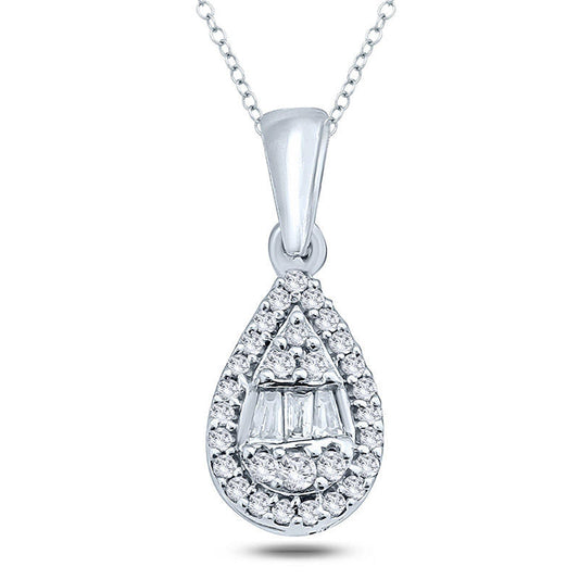 0.1 CT. T.W. Composite Natural Diamond Pear-Shaped Frame Pendant in 10K White Gold