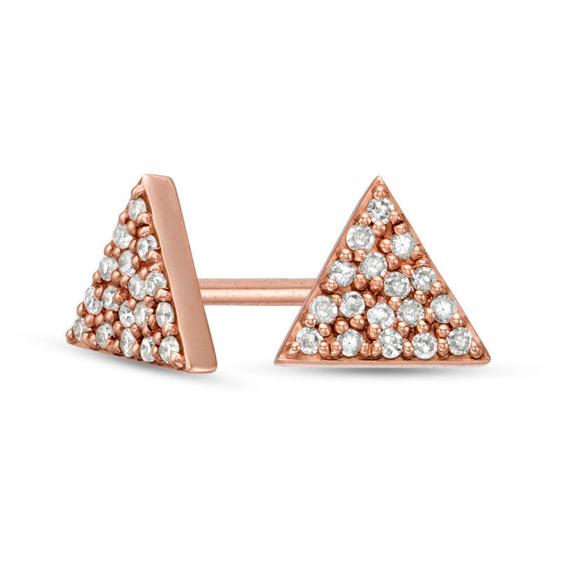 0.1 CT. T.W. Diamond Triangle Stud Earrings in 10K Rose Gold