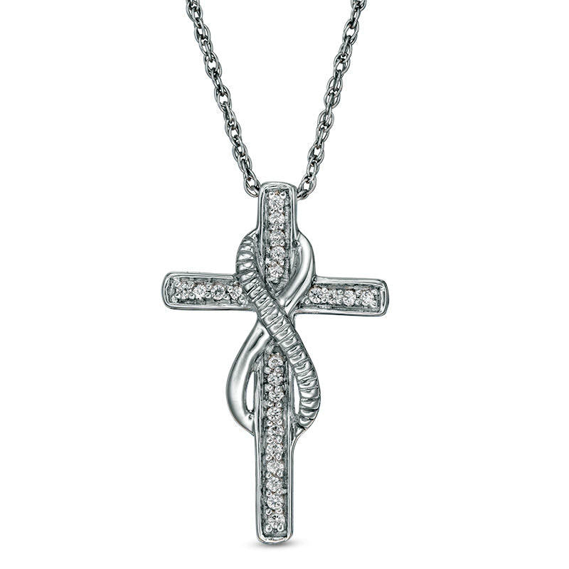 0.1 CT. T.W. Natural Diamond Infinity Cross Pendant in Sterling Silver