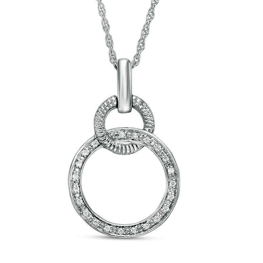 0.05 CT. T.W. Natural Diamond Interlocking Circles Pendant in Sterling Silver