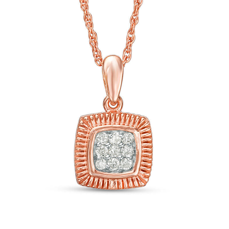 0.07 CT. T.W. Composite Natural Diamond Square Pendant in 10K Rose Gold