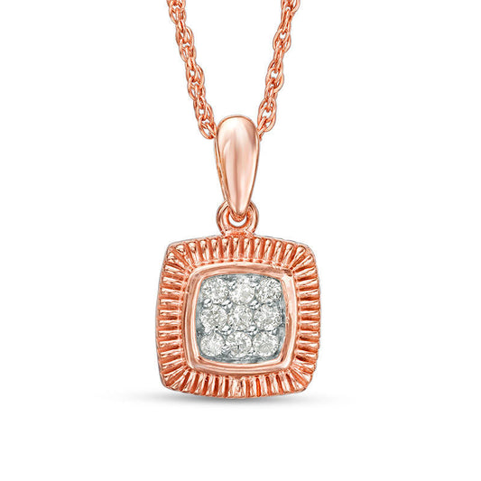 0.07 CT. T.W. Composite Natural Diamond Square Pendant in 10K Rose Gold