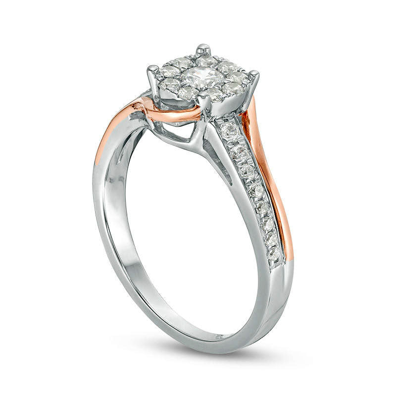 0.50 CT. T.W. Natural Diamond Frame Swirl Bypass Engagement Ring in Solid 14K Two-Tone Gold