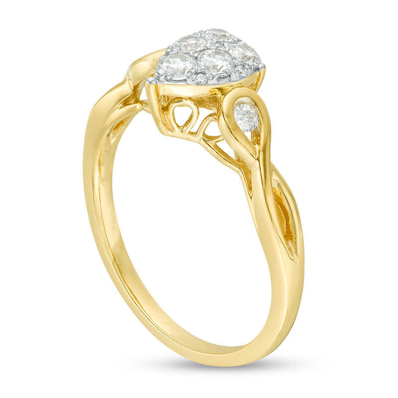 0.38 CT. T.W. Composite Natural Diamond Pear-Shaped Twist Engagement Ring in Solid 10K Yellow Gold