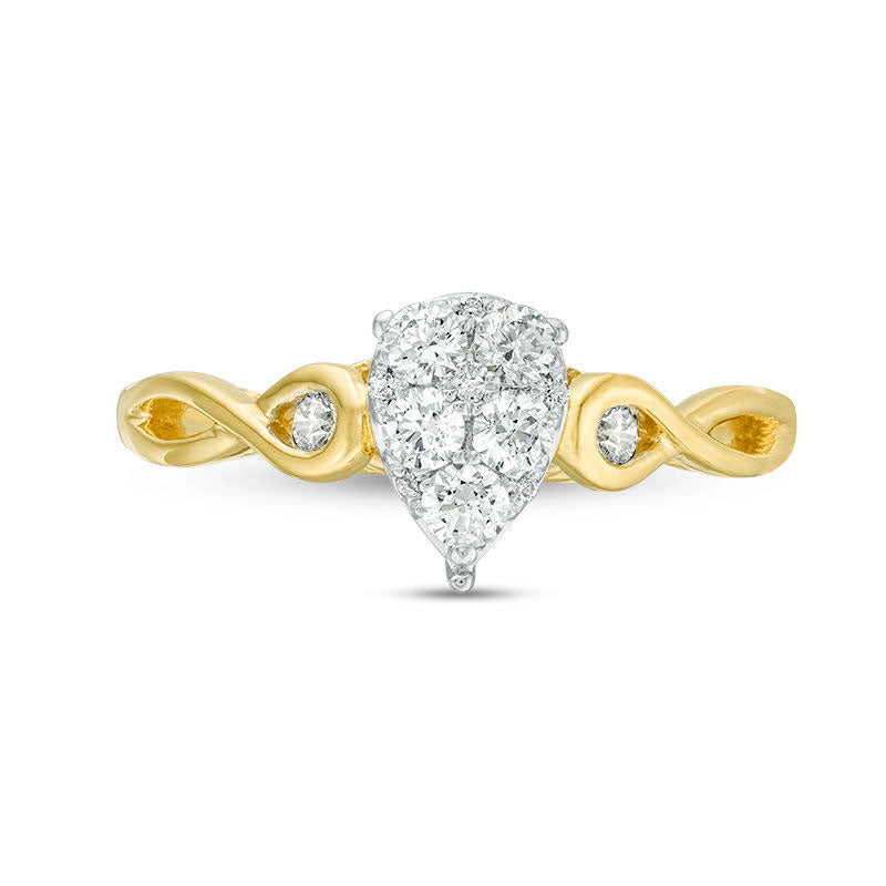 0.38 CT. T.W. Composite Natural Diamond Pear-Shaped Twist Engagement Ring in Solid 10K Yellow Gold