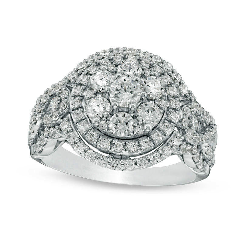 1.25 CT. T.W. Natural Diamond Triple Frame Twist Engagement Ring in Solid 10K White Gold