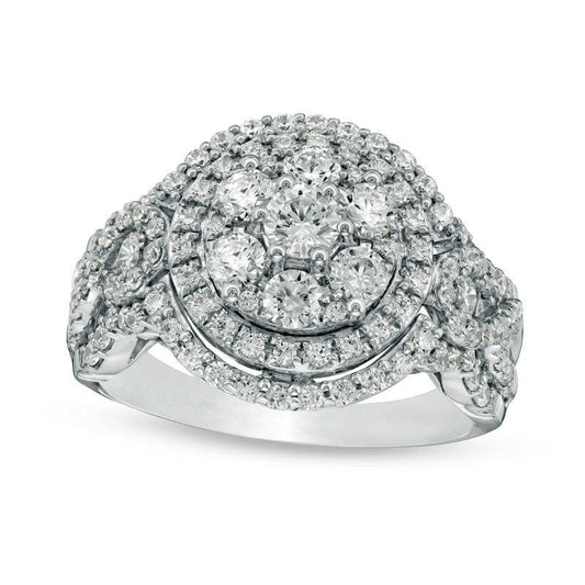 1.25 CT. T.W. Natural Diamond Triple Frame Twist Engagement Ring in Solid 10K White Gold