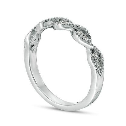 0.17 CT. T.W. Natural Diamond Twist Antique Vintage-Style Stackable Band in Solid 10K White Gold