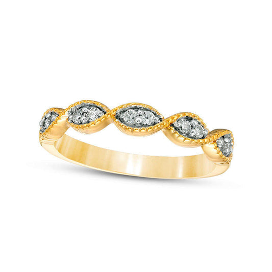 0.17 CT. T.W. Natural Diamond Twist Antique Vintage-Style Stackable Band in Solid 10K Yellow Gold
