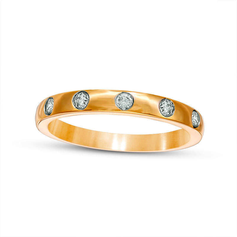 0.17 CT. T.W. Natural Diamond Five Stone Stackable Band in Solid 10K Yellow Gold