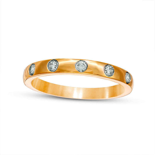 0.17 CT. T.W. Natural Diamond Five Stone Stackable Band in Solid 10K Yellow Gold
