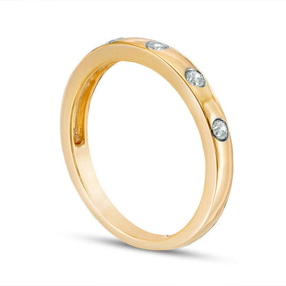 0.17 CT. T.W. Natural Diamond Five Stone Stackable Band in Solid 10K Yellow Gold