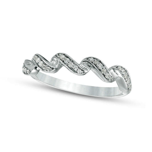 0.13 CT. T.W. Natural Diamond Twist Stackable Band in Solid 10K White Gold